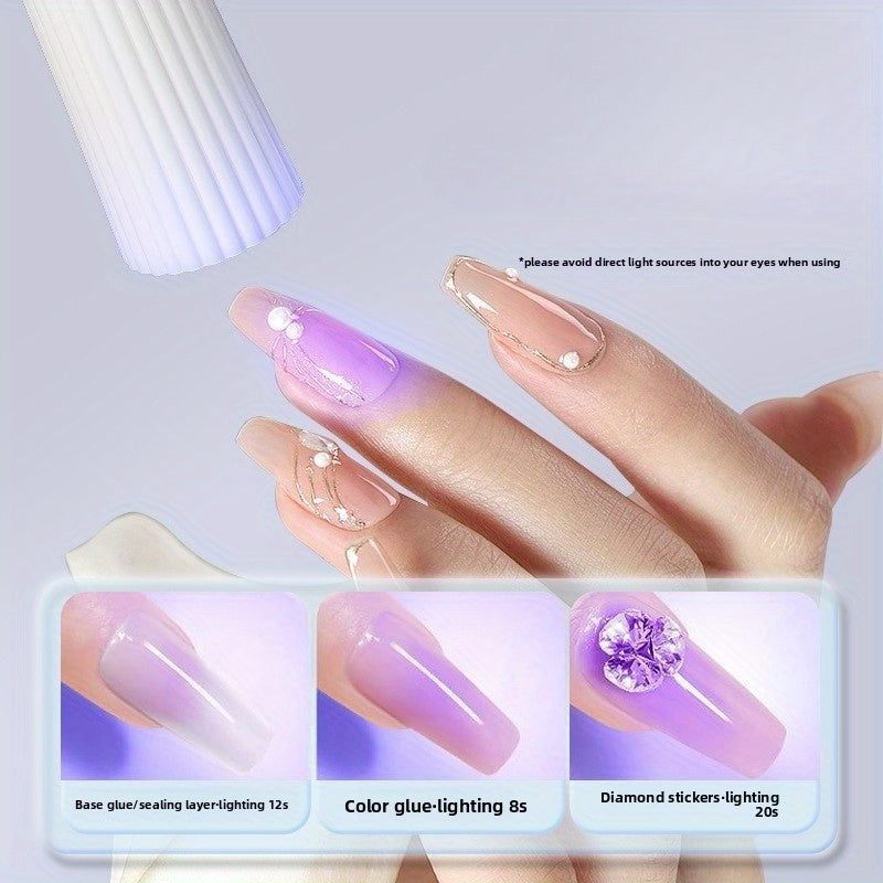 Secador de Uñas Portátil con Alimentación USB, Diseño Cilíndrico Compacto para Manicura y Pedicura con Estampado Blanco y Rosa, Accesorio Ideal para Hogar—Regalo Perfecto para Mujeres (Navidad, Halloween, Pascua, Día de San Valentín, Acción de Gracias),