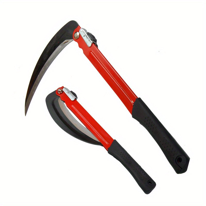 Cuchilla plegable de acero de manganeso de alta resistencia - Hojas afiladas de largo manejable ergonómico para jardinería, maleza, césped y camping - Herramienta duradera para exteriores con mango reforzado y construcción sólida, herramientas de jardine