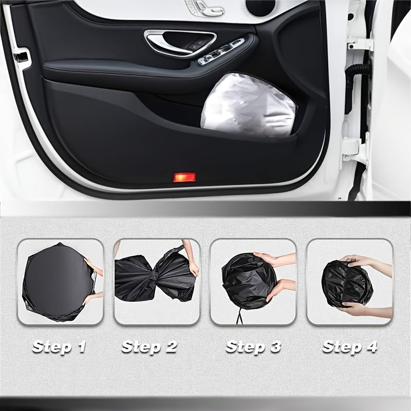Visera Plegable para Parabrisas con Bloqueo de Rayos UV y Protección Solar Roja - Mantiene el Vehículo Fresco en Conducciones Playa y Litoral, Adecuada para Coches, SUVs, Sedanes, Camiones - Accesorio Elegante para Interiores Automotrices, Cierre Fácil d
