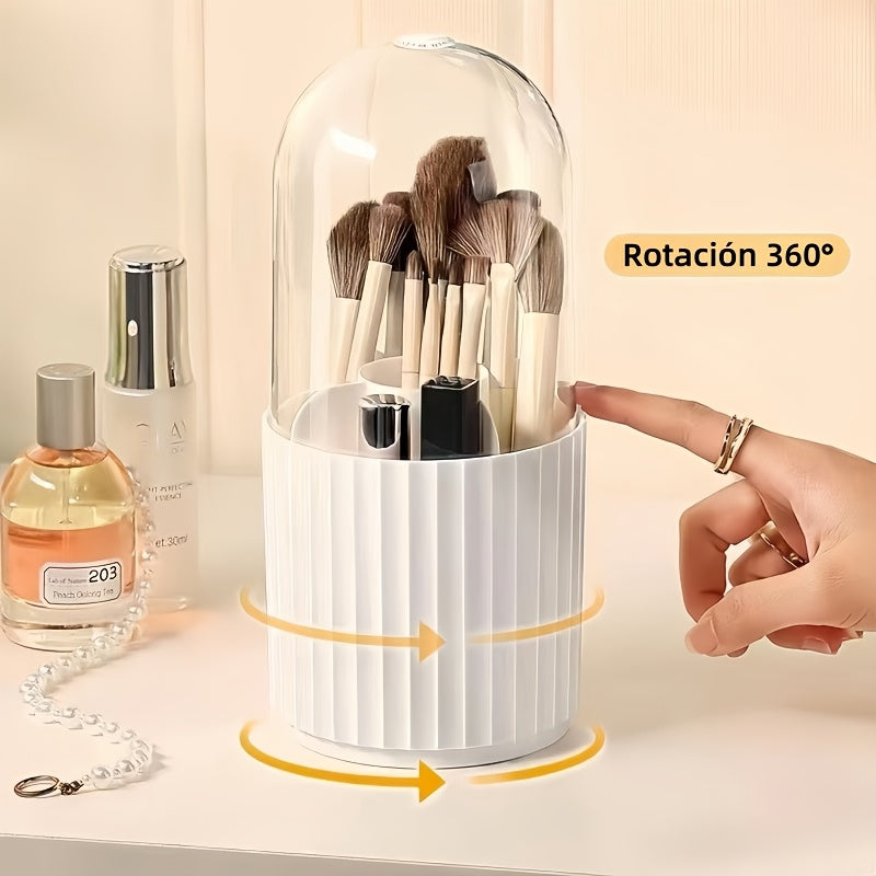 Organizador de Maquillaje Giratorio 360° con Tapa Transparente - Caja de Almacenamiento Espaciosa, Base Estable para Hogar, Salón o Oficina - Construcción Duradera en Plástico, Elegante Diseño, Robusta y Ideal para Aficionados del Belleza
