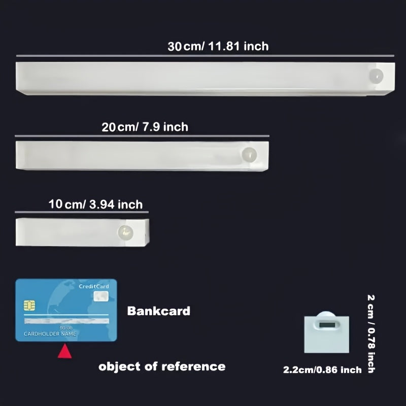 6 luces LED con sensor de movimiento recargables por USB, montaje magnético - 10cm/20cm/30cm, blanco cálido/frío, iluminación inalámbrica para cocina, clóset, escaleras y pasillos, activación por movimiento | Diseño elegante LED | Configuración inalámbri