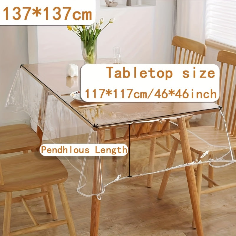 Mantel rectangular transparente de vinilo, 1 pieza - Cubierta protectora, fácil de limpiar y resistente a rayones para mesas de comedor en hogares y restaurantes, material no textil hecho a máquina, ideal para hoteles y restaurantes, decoración moderna p