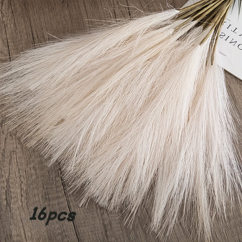 16 piezas de hierba de pampas artificial beige - 54.99 cm de alto, flores de caña de tela suave para decoración del hogar, perfectas para sala de estar, Navidad, Halloween, Pascua, Hanukkah - No necesita contenedor, decoración festiva para mesa|Aparienci