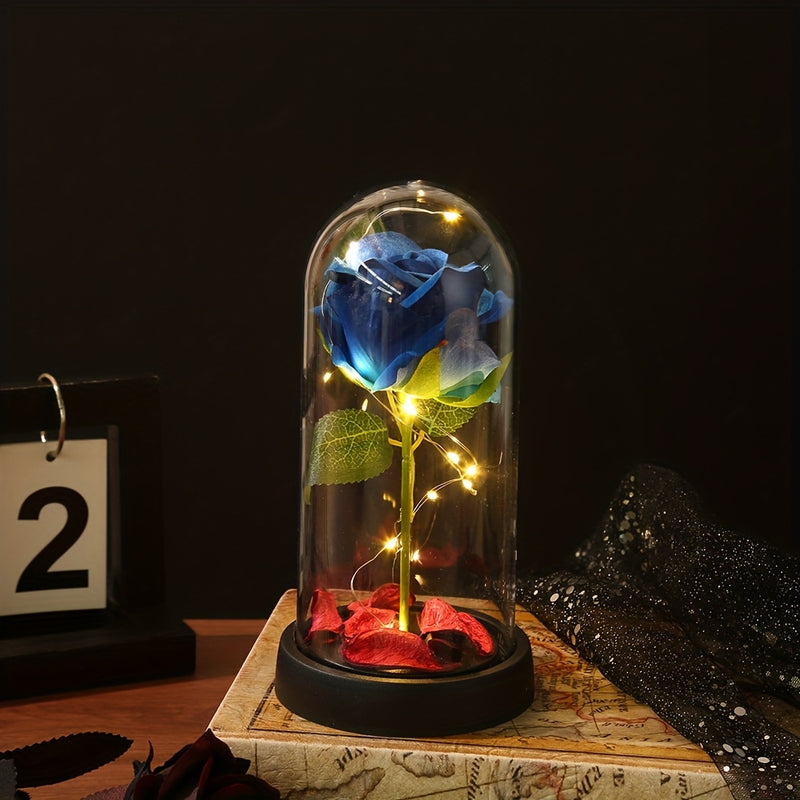 1 rosa artificial eterna con pantalla de luces LED creativas, decoración ideal para regalos de San Valentín y días festivos