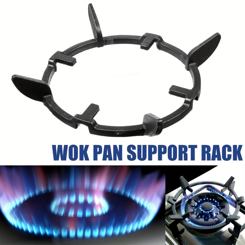 Soporte para Wok de Hierro Fundido - Resistente, Antideslizante, Soporte para Estufas de Gas para Todas las Cocinas y Placas, Negro