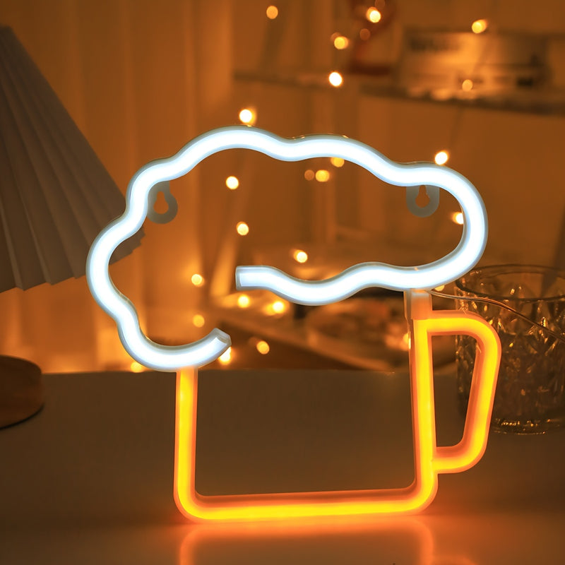 Letrero de cerveza LED con USB y batería, ideal para bares en casa, garajes, patios y cuevas de hombre, decoración de pared vibrante, regalo perfecto para novios