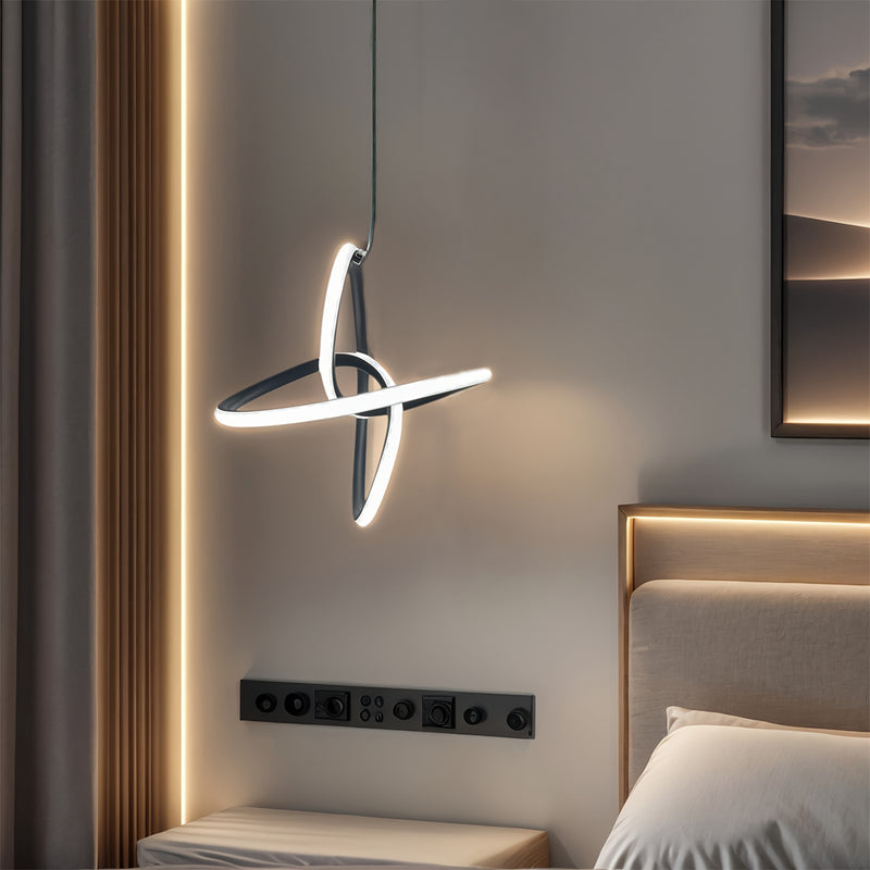 1 pieza de lámpara colgante LED negra moderna, adecuada para salones, cocinas, dormitorios, luz de techo sencilla, instalación semienterrada, lámpara desmontable, sin batería, cableado fijo, 110-240V