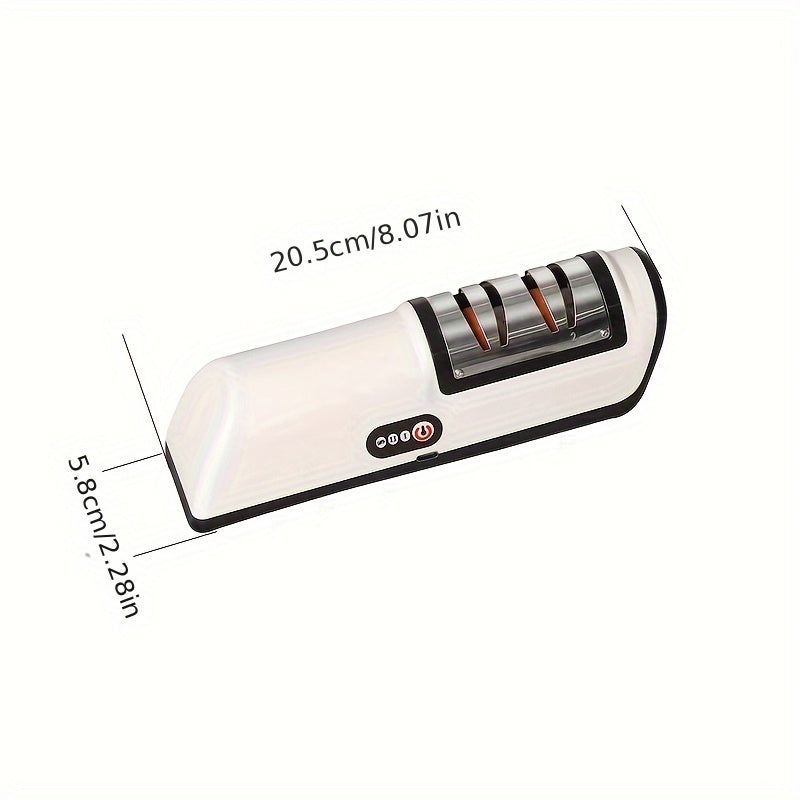 Un afilador de cuchillos eléctricos portátiles recargables por USB con ángulo ajustable para cuchillos rectos de 20 grados, diseñado para afilar y pulir cuchillos de cocina, adecuado para cuchillos de chef, cuchillos de corte, cuchillos santoku, cuchillo