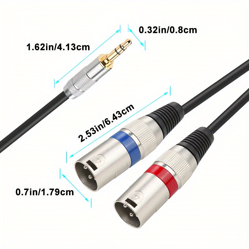 Cable de Audio Macho de 3.5mm a XLR Chapado en Oro Premium - Cobre Puro, Conector Dual XLR para Teléfonos Móviles y Computadoras a Consolas de Mezcla