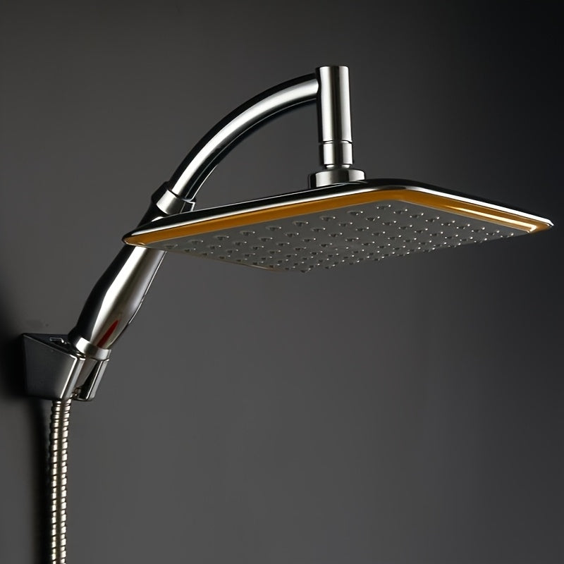 Cabezal de ducha ajustable de 9 pulgadas con boquilla de mano, diseño de lluvia cuadrada montado en pared, acabado cromado, material de plástico, ideal para baños de hogar y hoteles