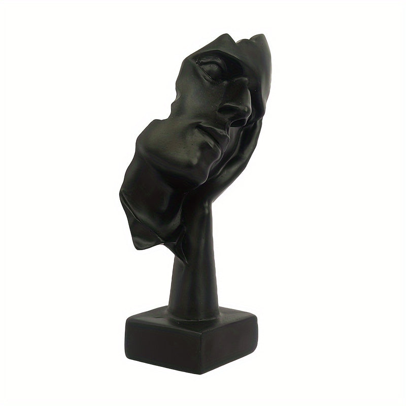 Conjunto de 3 estatuas de Pensador, Tamaño Grande El Silencio es Oro Arte Abstracto Estatua, Escucha No Diga No Moderna Decoración de Escultura de Resina para Hogar, Oficina Estudio Decoración Moderna (Negro)