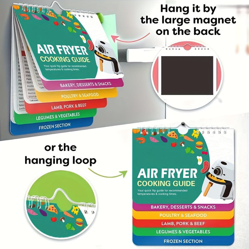 Guía de Cocina para Olla a Presión y Freidora de Aire para 1 Persona con Hoja Magnética, Librito de Recetas Rápidas, Variadas Opciones de Comida y Accesorios de Conversión en Papel No Cargado