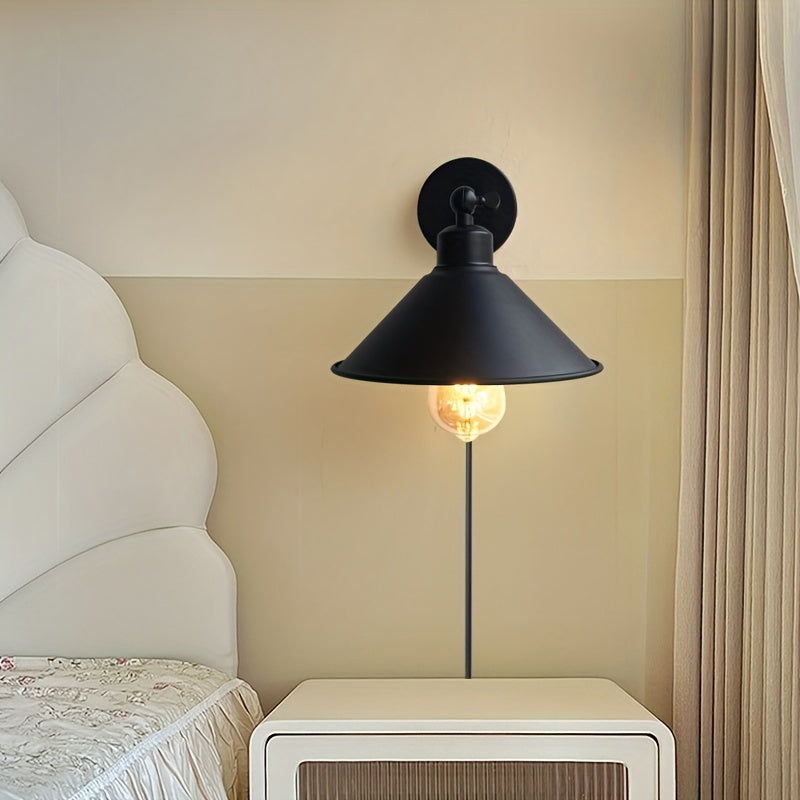 Lámpara de pared industrial rústica con base E26, montaje semiempotrado, 60W, bombilla no incluida, adecuada para sala de estar o dormitorio, enchufe de EE. UU.