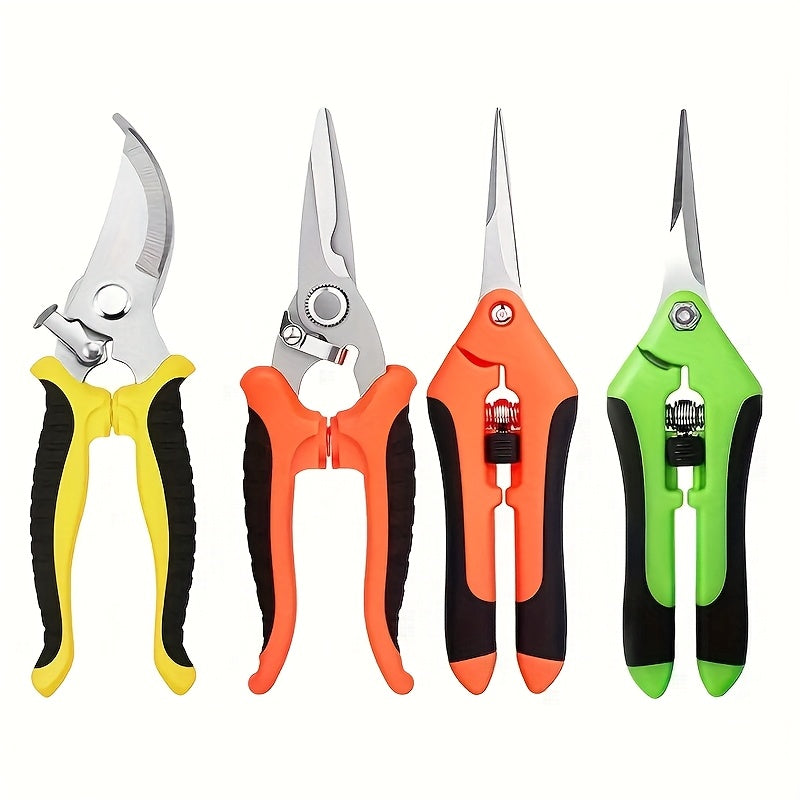 Juego de 3 tijeras profesionales para podar flores y jardinería con cuchillas de acero inoxidable, herramienta manual de podado en empaque de caja