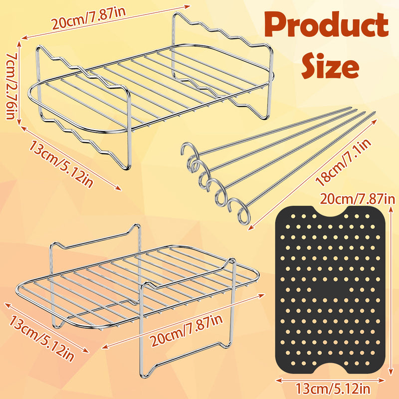 Juego de Accesorios para Freidora de Aire de 4 piezas con 2 Tapetes de Silicona para Freidora de Aire y 2 Rejillas de Acero Inoxidable para Freidora de Aire, Compatible con la Freidora de Aire de Doble Zona Ninja Food AF300UK AF400UK, para Accesorios de
