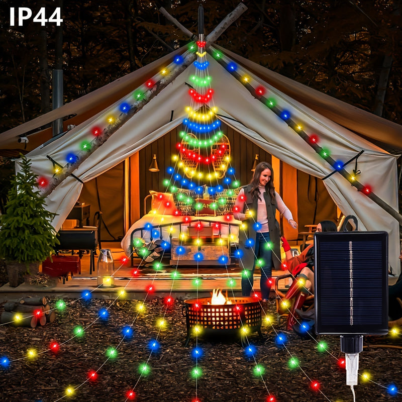 1 juego de luces en cascada con estrellas solares, 200/280 LED, 8 modos de iluminación, luces decorativas con energía solar para Navidad, Halloween, Pascua, campamentos al aire libre, bodas en jardines, fiestas, iluminación festiva para exteriores, efect