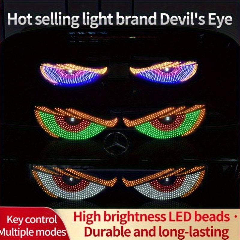 Luz LED para coche con diseño de ojo del diablo dinámico - 11 modos, 1 constante + 10 brillantes, alimentado por USB, se adapta a la mayoría de los vehículos, transforma tu vehículo con luz y estilo hipnóticos, actualización de iluminación de vehículos,