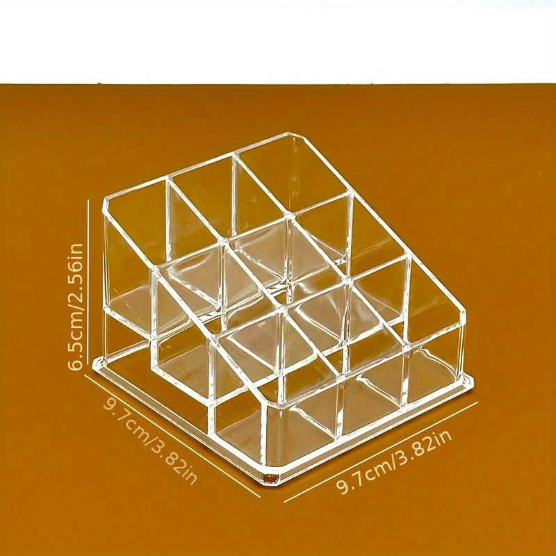 Organizador de Lápiz Labial Transparente y Elegante - Soporte de Exhibición Multicompartimento para Maquillaje, Plástico Ligero, Perfecto para Almacenamiento en Baño y Tocador