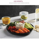 6 paquetes de recipientes de vidrio para almacenamiento de alimentos con tapas abatibles - Recipientes redondos multiusos y reutilizables - Sellado a prueba de fugas para refrigerios y salsas - Apto para microondas, congelador y lavavajillas