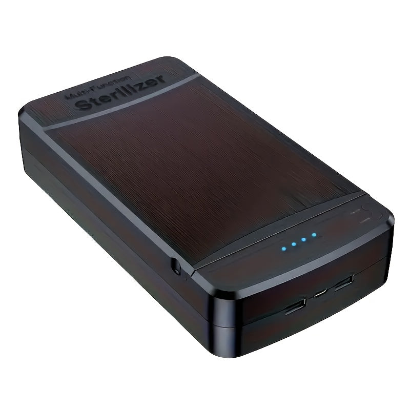 Caja de limpieza portátil para herramientas de uñas con luz azul, esterilizador USB para manicura, pedicura, pinzas, tijeras y suministros de salón, estuche plástico compacto sin pantalla, alimentado por USB para el hogar, recolector de polvo de uñas, eq