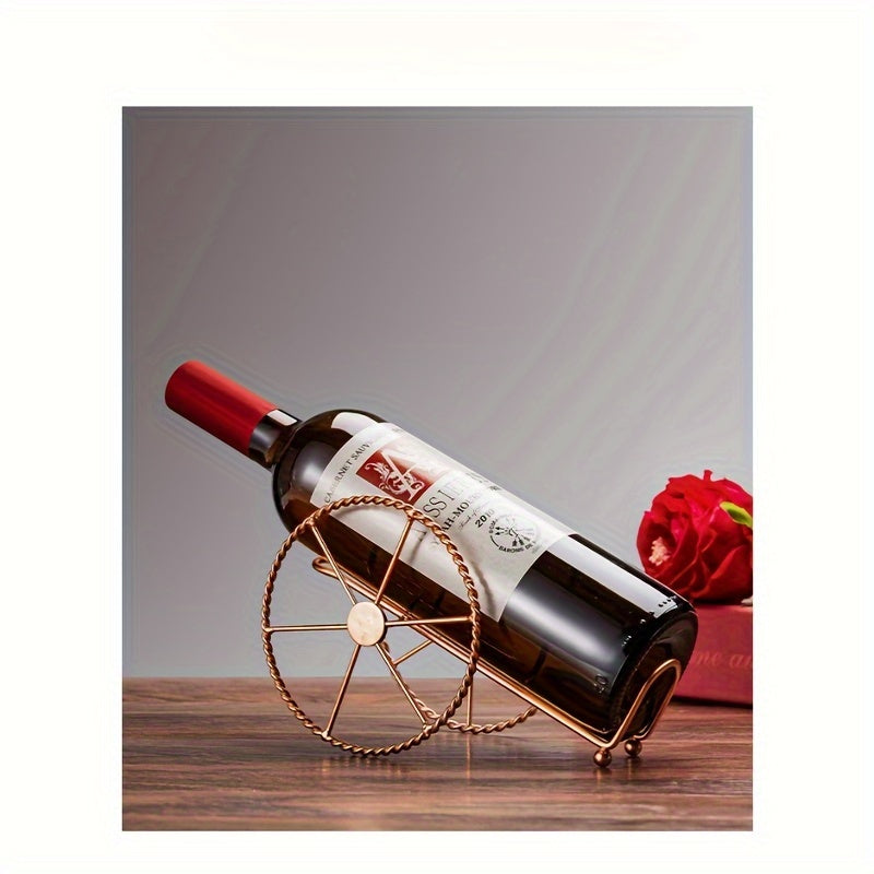 Soporte para botellas de vino de mesa de metal - Estantes decorativos de estilo vintage para accesorios de cocina y bar en el hogar con función de almacenamiento de una sola botella