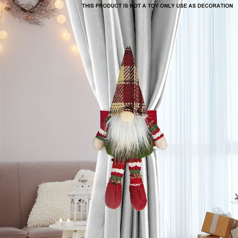Decoración navideña de gnomo de tela vintage, paquete de 1, Tomte escandinavo a cuadros, muñeco de Papá Noel sin rostro hecho a mano, adorno festivo para las fiestas y el año nuevo para la decoración del hogar, sin electricidad, sin plumas.
