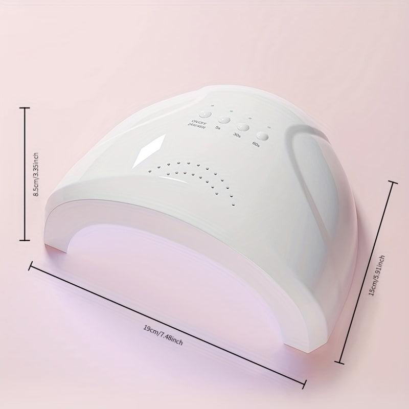 Lámpara profesional de gel de uñas LED de 48W con 30 LED, interfaz USB - Herramienta de tecnología de uñas de secado rápido para uso en salones y hogares, diseño moderno blanco, lámpara de uñas, equipo de salón, herramienta de belleza elegante, luces de