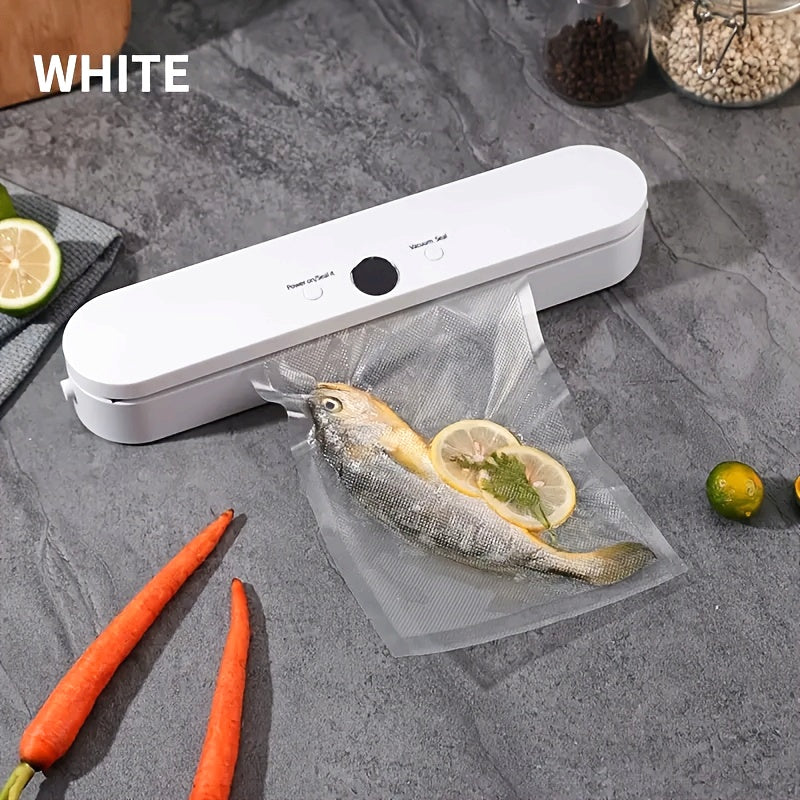 Selladora al Vacío de Pantalla Grande Recargable por USB - Sistema Inteligente de Conservación de Alimentos con Batería de 1500mAh, Uso Seco y Húmedo Doble, Diseño Elegante en Blanco para el Hogar, Máquina Selladora