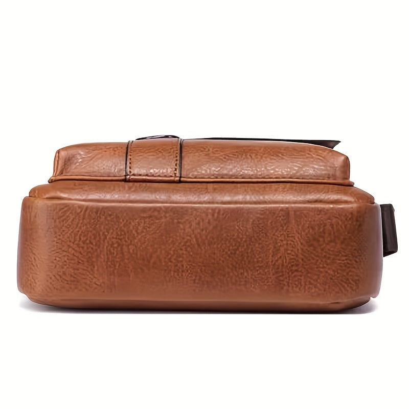 Bolsa cuadrada neutra para hombre, bolso de hombro unisex, bolso casual de negocios vertical vintage para hombre.