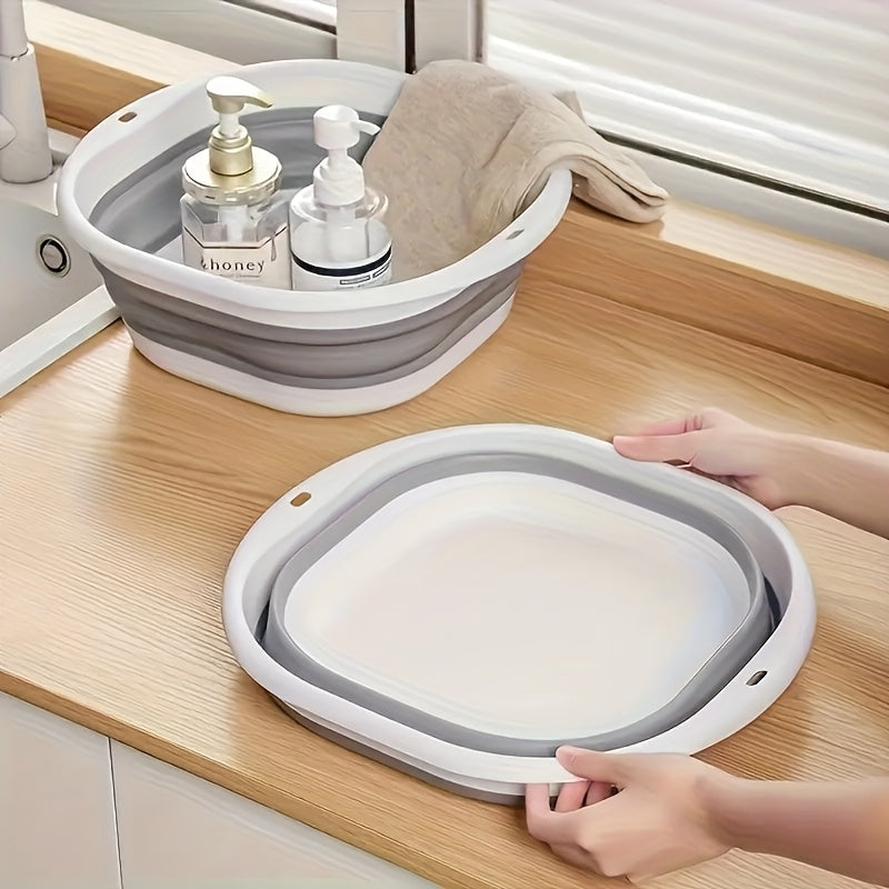Fregadero plegable que ahorra espacio - Plástico duradero, fregadero plegable portátil adecuado para el hogar, el dormitorio y el camping - Diseño moderno, forma ovalada, uso versátil.