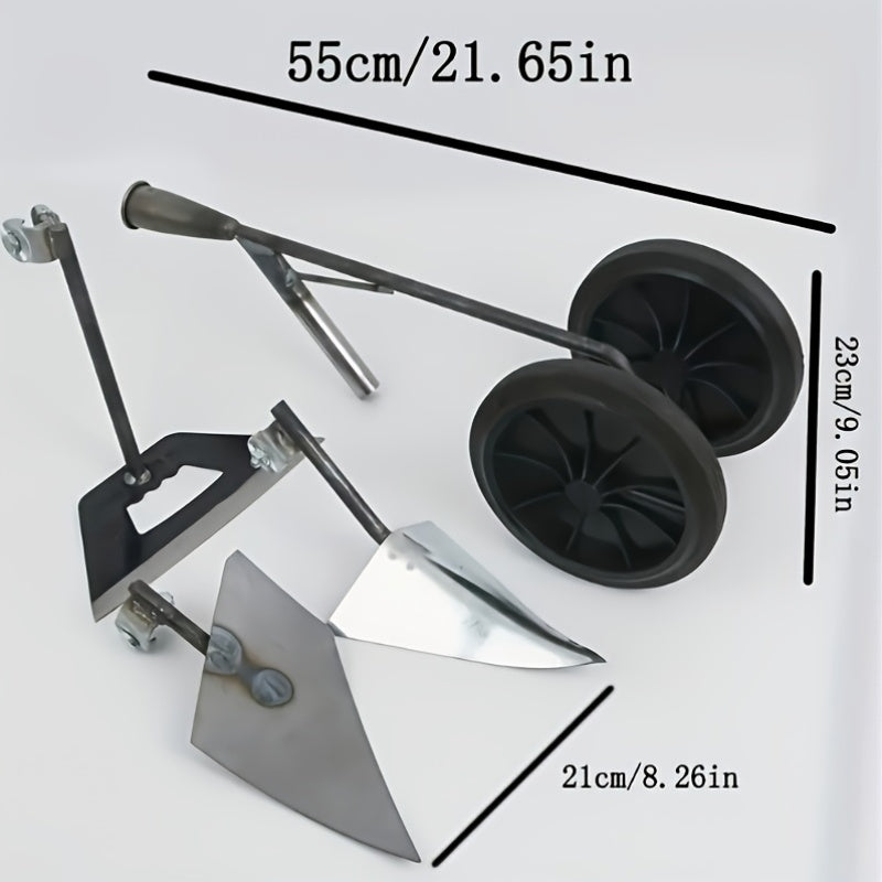 Herramienta de jardín de 3 en 1 - Arado, maleza y aéreo todo en uno, diseño ergonómico de metal resistente a la herrumbre con ruedas para todos los terrenos para césped, huerto de verduras y jardín de flores - Operación eficiente para un solo usuario, má