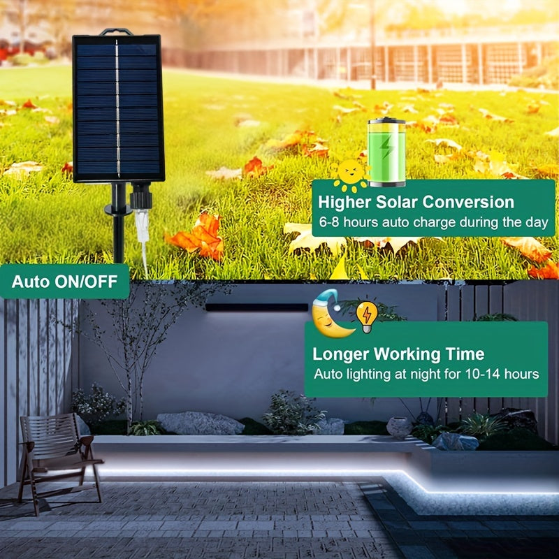 1 pieza de Luces Solares para Exteriores, 500cm/1000cm con 320LEDS/640LEDS Tira de Luces con Temporizador Remoto, Luces de Tira Regulables Multimodo para Jardín y Fiesta de Halloween, Acción de Gracias y Navidad