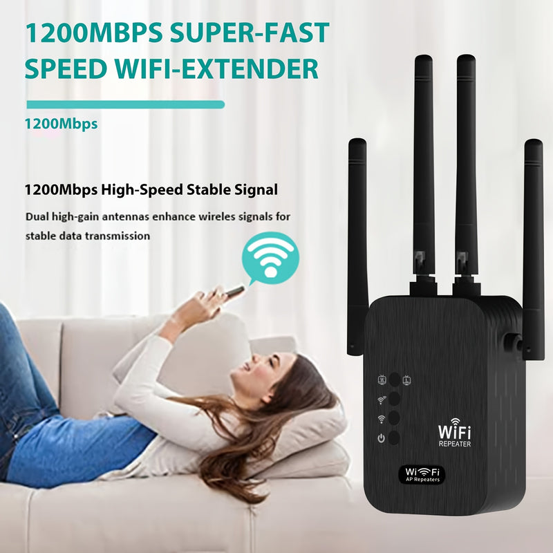 Amplificador de señal Wifi Momoter, modo dual AP/Extensor, fuerte señal Wifi con excelente penetración, soporta 35 dispositivos con 4 antenas para cobertura de 360 grados, incluye puerto Ethernet - Adecuado para oficinas, hogares, cafeterías y otros luga