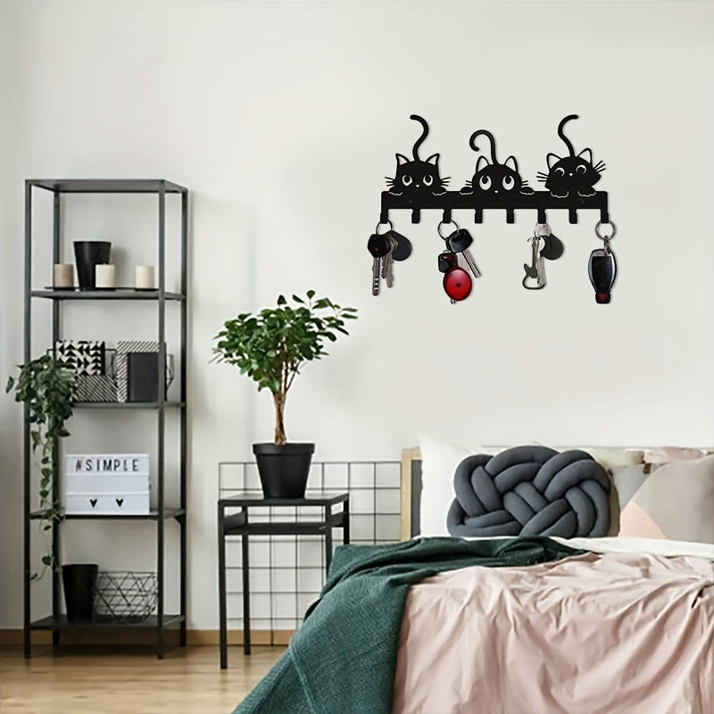 Gancho Para Llaves De Gato De Hierro, Soporte Para Llaves De Pared De Metal De Moda, Organizador De Almacenamiento De Fácil Instalación Para El Hogar, La Sala De Estar Y El Dormitorio, Regalo Ideal Para El Estreno De Una Casa