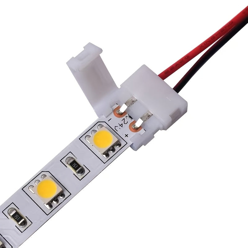 10 Piezas Conector de Tira LED, Cable de Conexión Rápida de 8 mm para Conectores de Tira LED de 2 Pines sin Soldar