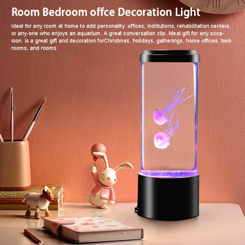 1 lámpara de medusa, luz estilo acuario para un ambiente relajante, interruptor de un solo toque, adecuada para decoración del hogar o la oficina, regalo de vacaciones.