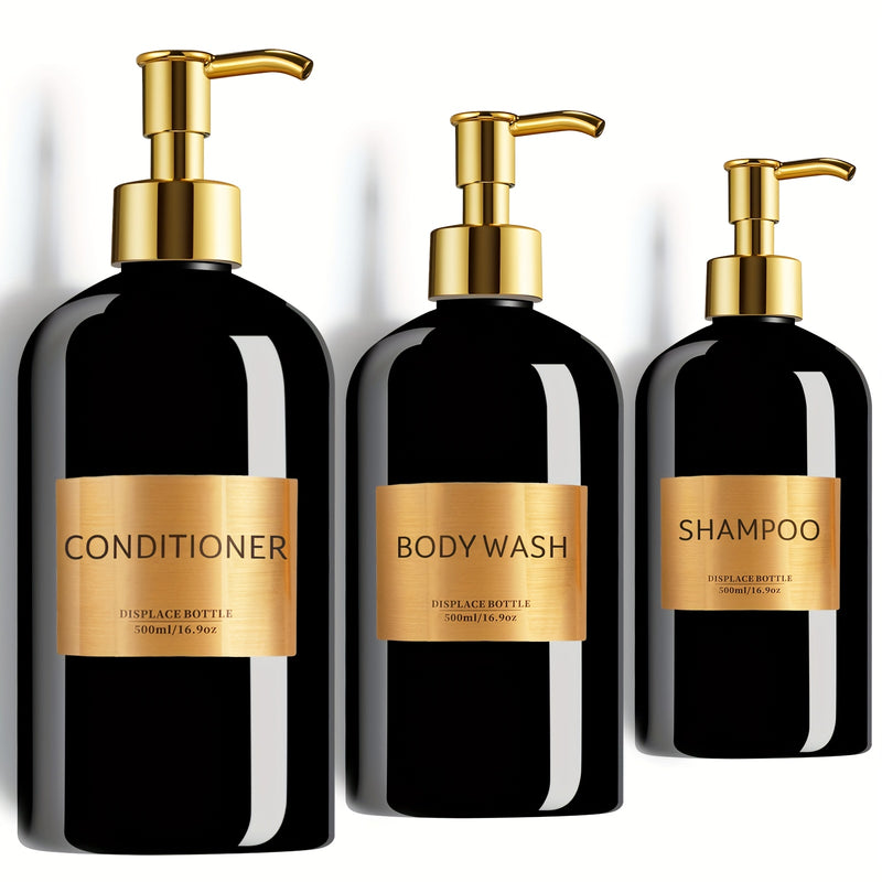 Juego de 3 dispensadores recargables para champú y acondicionador GAONLY, botellas con bomba plástica de 16.9 oz, independientes, sin necesidad de electricidad, accesorio ideal para baño y regalo de Navidad