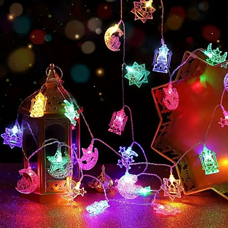 1pc Luces de Cadena LED - Alimentadas por Batería, Faroles Decorativos de Palacio con Diseño de Estrellas, Luna y Castillo para Festivales y Celebraciones, Festival Árabe de Oriente Medio, Luz Colgante, Botella
