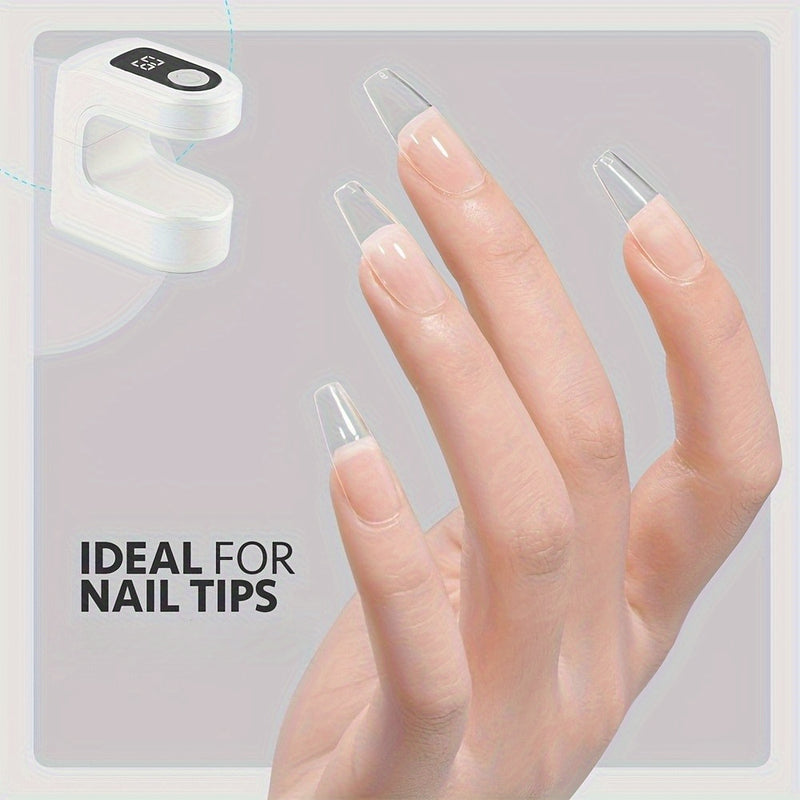 Lámpara de uñas portátil mini con pantalla de visualización digital y carga USB - Lámpara de endurecimiento de esmalte de gel de plástico para uso en casa y salón, batería recargable, blanco/negro, lámpara de uñas para endurecimiento, diseño amigable par