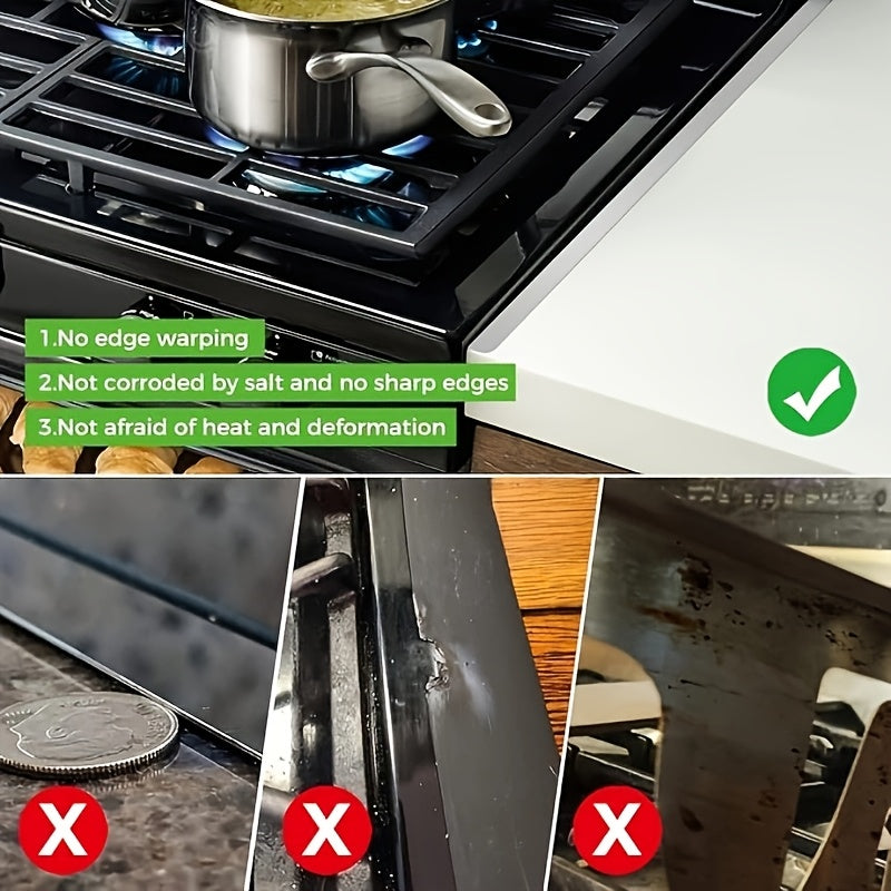 2 piezas de protección lateral de estufa de aleación de aluminio, cubierta protectora de cocina, anti-derrame, fácil de limpiar, con ajuste para estufas de 23,4 pulgadas para cocina