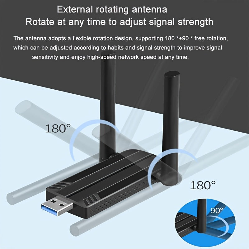 Tarjeta de Red Inalámbrica USB, Banda Doble 1300Mbps 2.4GHz/400Mbps y 5.8GHz/867Mbps, Antena Dual Alta Ganancia 5dBi, 802.11AC USB 3.0