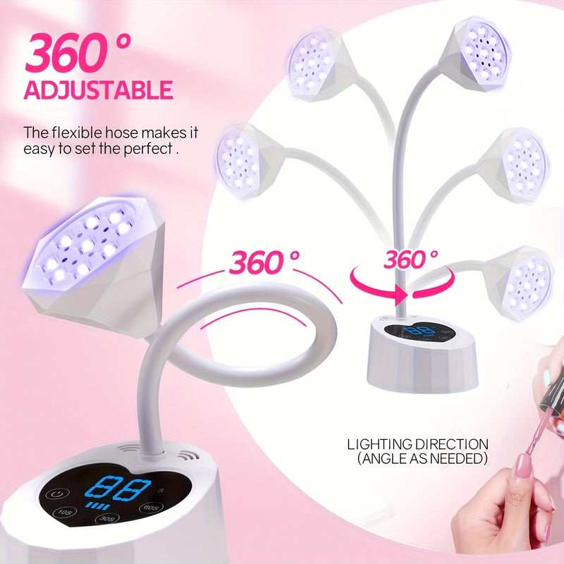 Linterna portátil recargable para uñas con sensor automático, 3 temporizadores disponibles, ideal para secado de gel y cura de esmalte, perfecta para manicura DIY en casa o salones