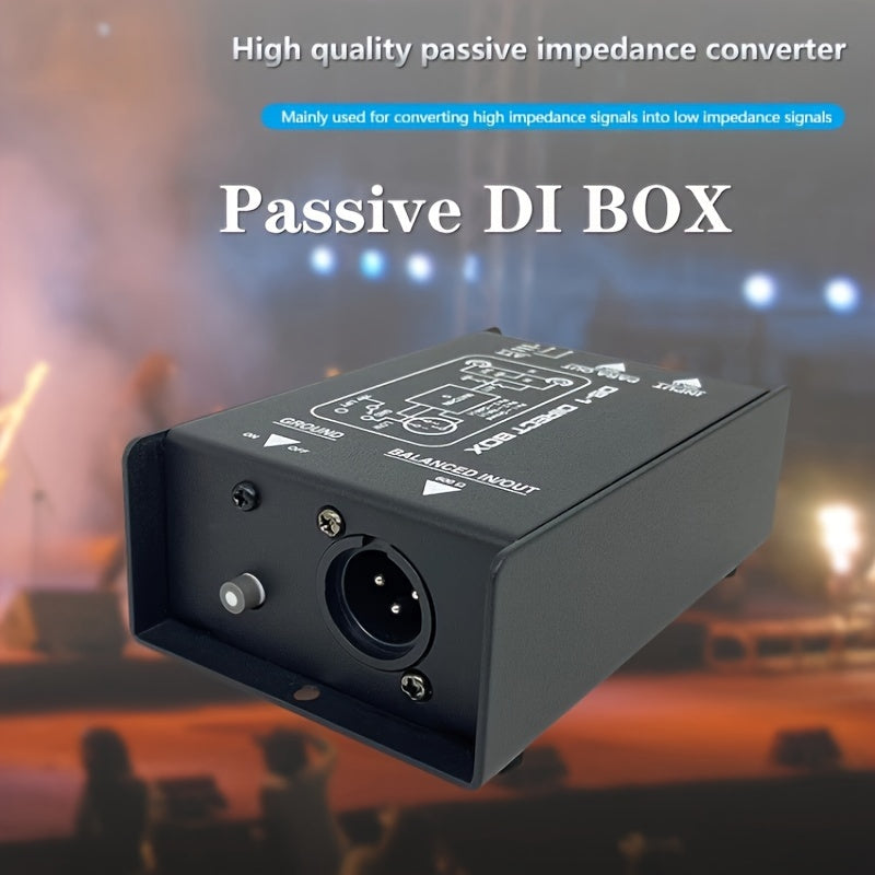 Transformador de Impedancia para Guitarra, Transformador de Adaptación de Impedancia Pasivo QudosXy DB-1 de Construcción de Hierro sin Carga de Canal Único para Guitarra, Bajo, Teclado, Negro