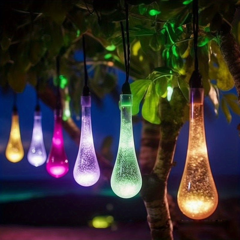 Tira de luces LED solar de 5 metros con 20 luces, burbujas de agua, 8 modos, decoración festiva para Navidad, bodas y actividades en courtyard, 1 tira, 5 metros 20 luces