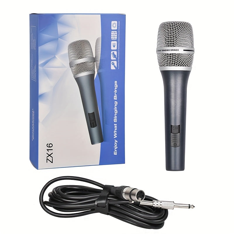 Micrófono dinámico de alta fidelidad profesional con cable XLR incluido, diseño de agarre metálico con interruptor de encendido/apagado, ideal para karaoke, canto, discursos públicos, juegos, micrófono de karaoke. Micrófono profesional. Micrófono de meta