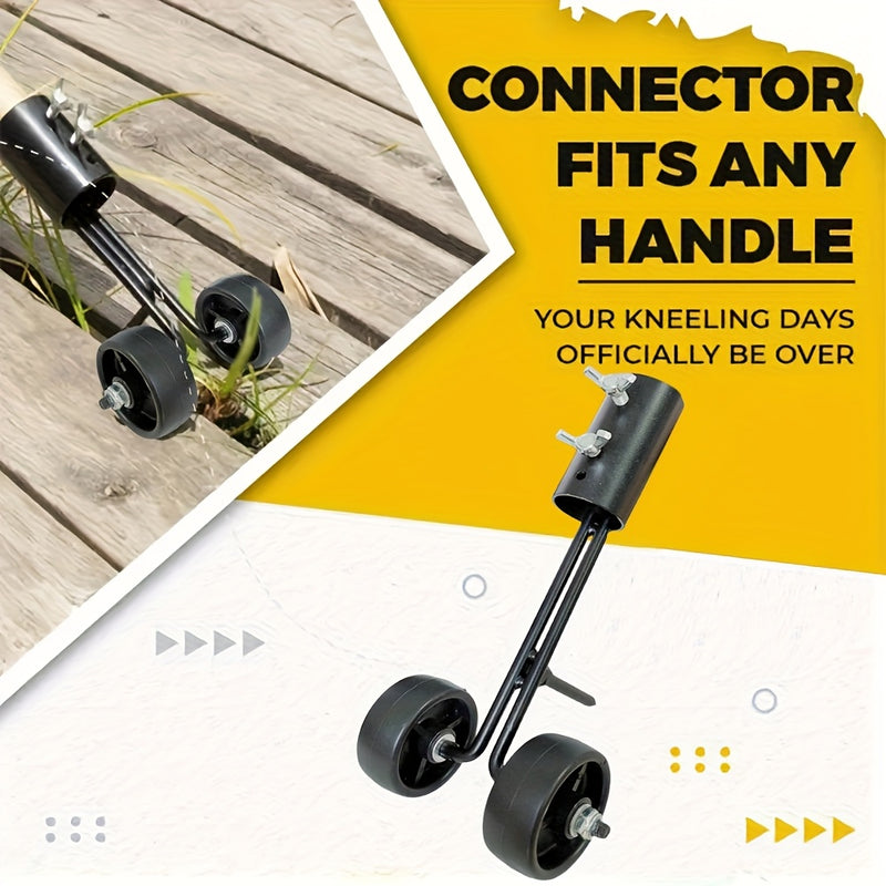 Eliminador de malezas de doble rueda de acero de manganeso, altura ajustable, resistente a la oxidación, para aceras/roturas de ladrillos, herramienta manual para eliminar raíces, construcción metálica duradera, jardinería | Diseño ergonómico | Manejo fá