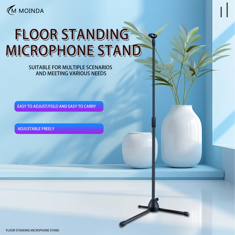 Soporte de Micrófono Metálico Ajustable con Base de Trípode - Soporte para Microfonía Resistente para Actuaciones en Vivo, Grabación de Estudio, Canto Callejero y Escenario, Apoyo Versátil, Construcción Robusta, Diseño Sólido, Soporte Estable, Configurac