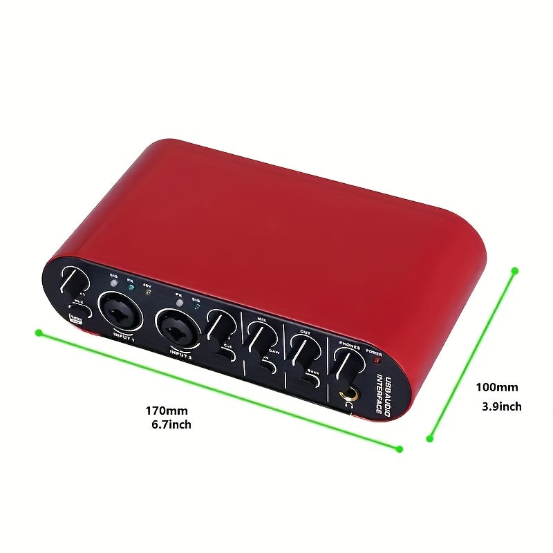 Interfaz de Audio USB Profesional con Grabación HD 24Bit/192kHz - Para Guitarra Eléctrica, Estudio y Transmisiones en Vivo - Compatible con Laptop, MacBook, PC - Diseño Compacto con Controles de Volumen - Plug-and-Play, Sin Controladores Necesarios - Equ