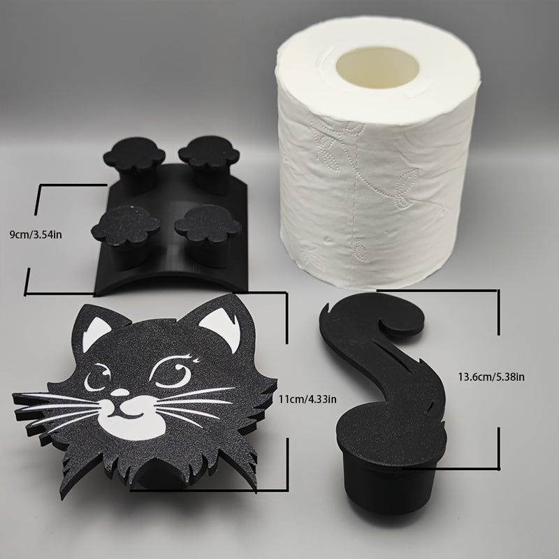 Soporte para papel higiénico de gato negro, compatible con tubos de 38mm-41mm/1.50in-1.57in, el papel higiénico en la imagen es solo ilustrativo, producto no incluye papel