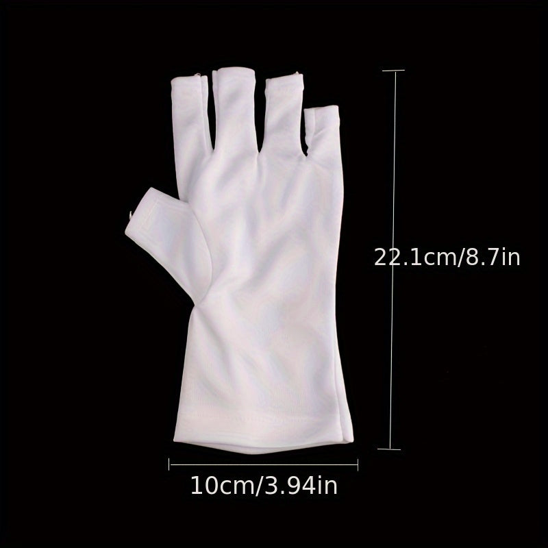 Guantes UV para Manicuras en Gel, Guantes Profesionales de Protección UV UPF99+ para Lámpara de Uñas en Gel, Guantes de Protección UV Profesional para Manicura, Guante AntiuV sin Dedos Color Claro Beis para el Cuidado de las Uñas